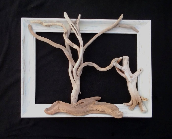 Framed White Driftwood Tree Driftwood Wall Art - I Will Carry You