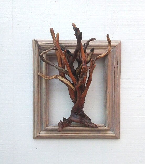 Driftwood Tree In Picture Frame Driftwood Wall Art