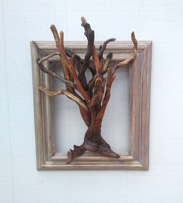 Driftwood Tree In Picture Frame Driftwood Wall Art