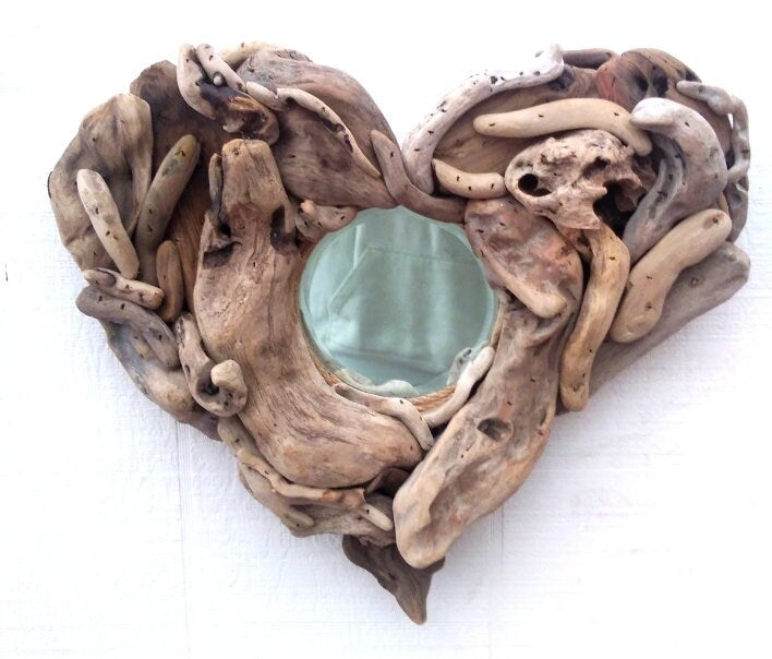 Driftwood Heart Shaped Mirror