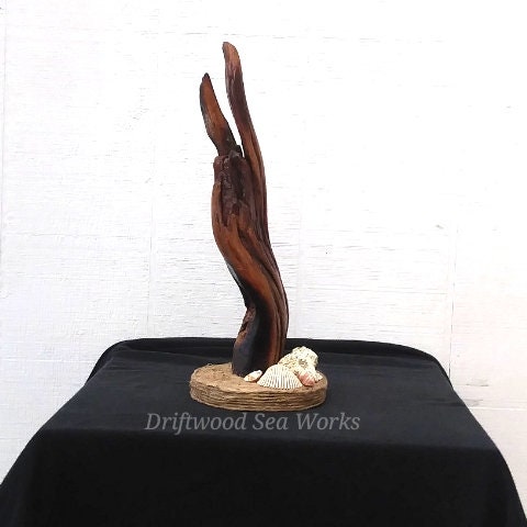 Small Mantel Sculpture Handmade With Driftwood And Beach Shells